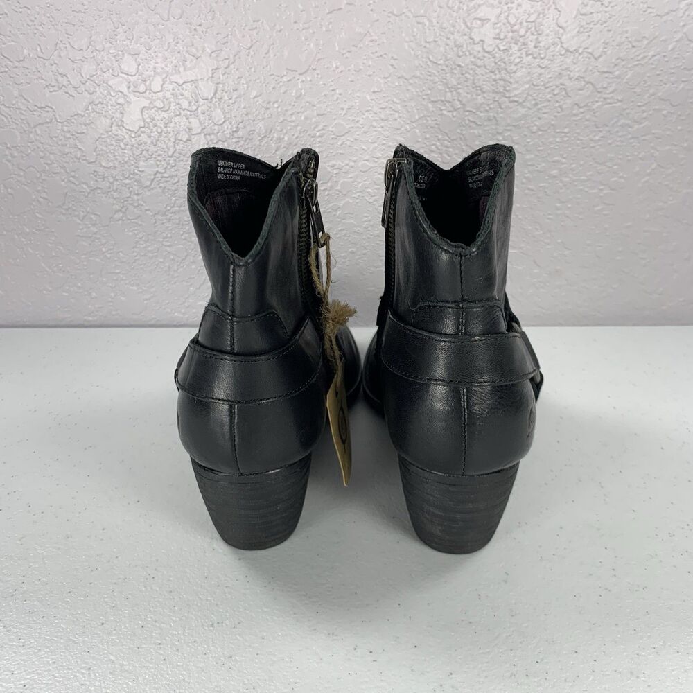 NWT Born Carmel Harness Ankle Boots Women’s 10 Black Leather - Picture 5 of 10